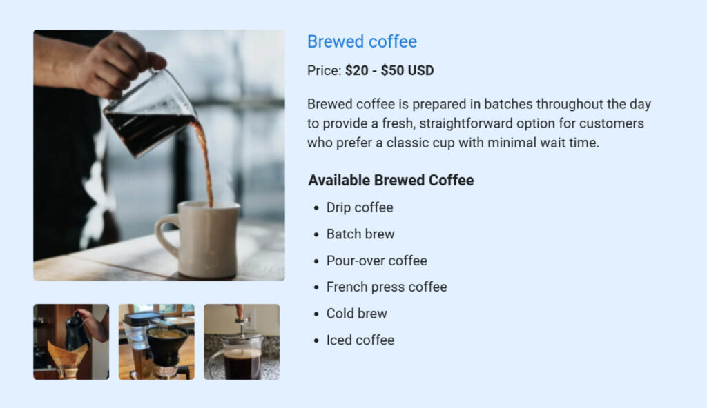 Coffee shop business plan brewed coffee
