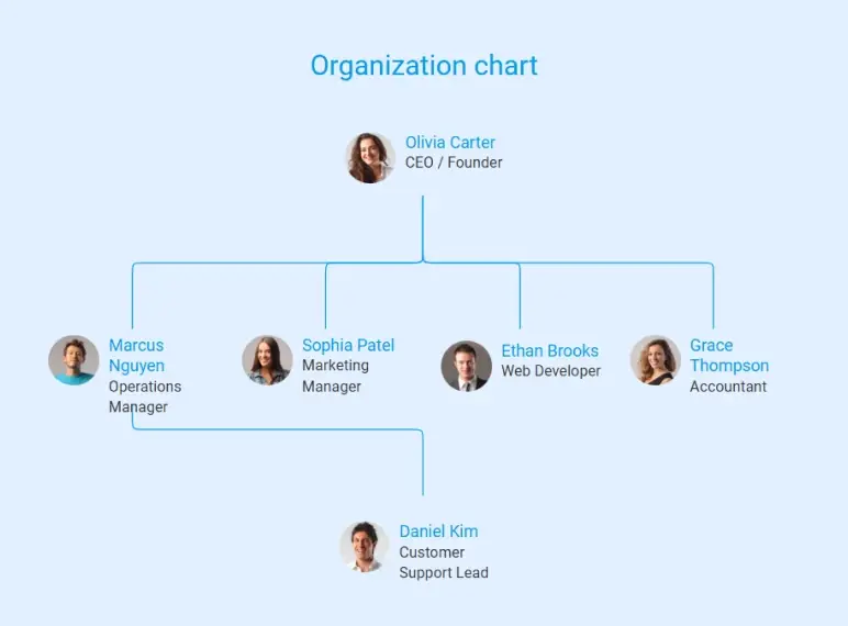 E commerce business plan organization chart