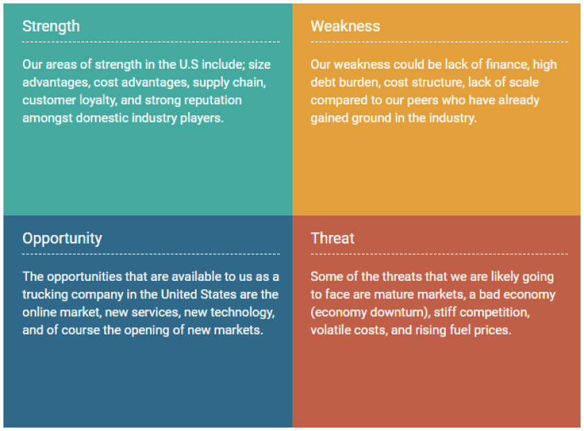 competitive analysis for trucking business plan