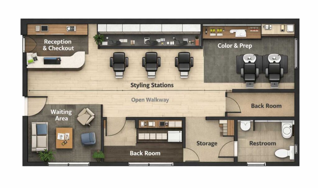 Salon layout structure