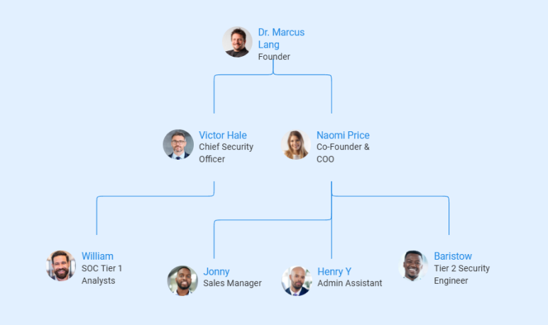 Cyber security business plan organization chart