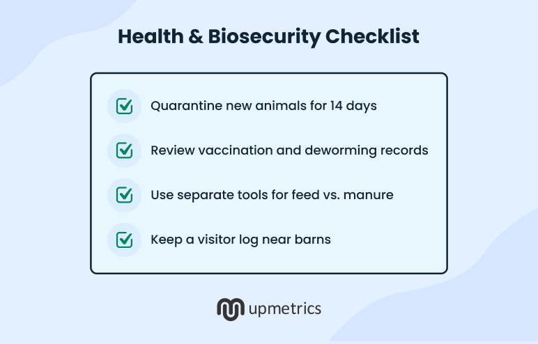 Health and biosecurity checklist