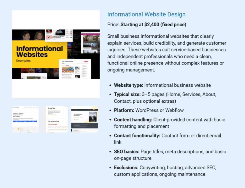 Informational website design
