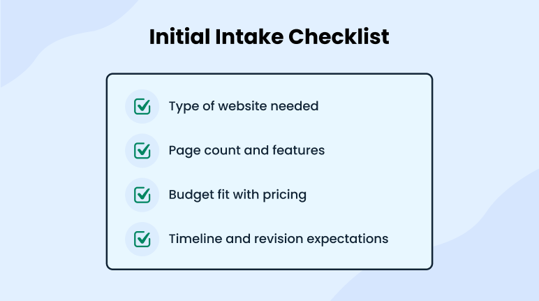 Initial intake checklist