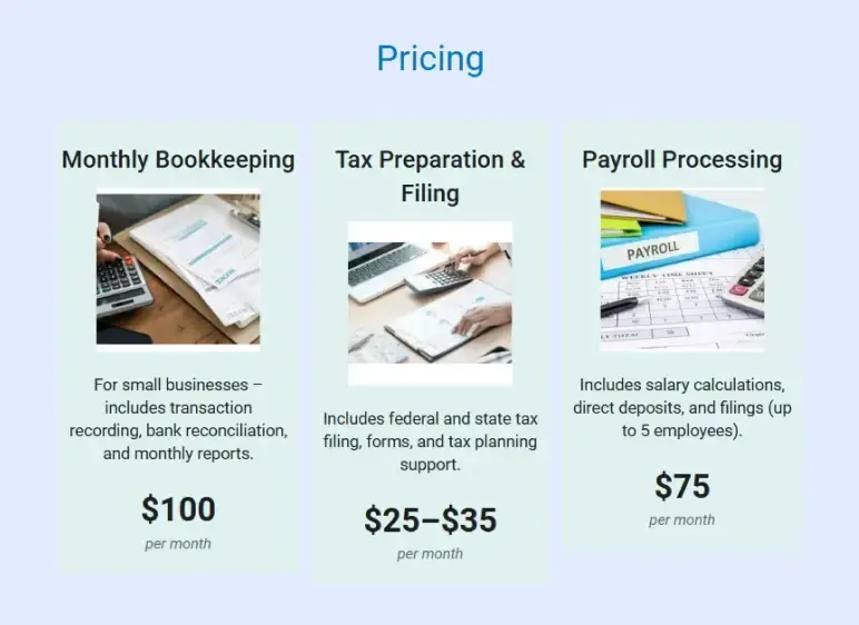 accounting firm business plan pricing