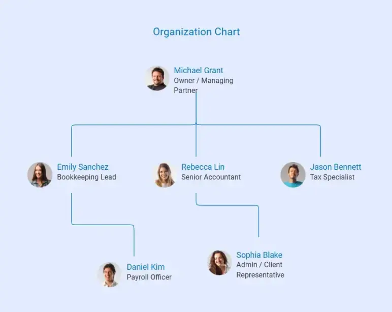 organization chart of accounting firm business plan