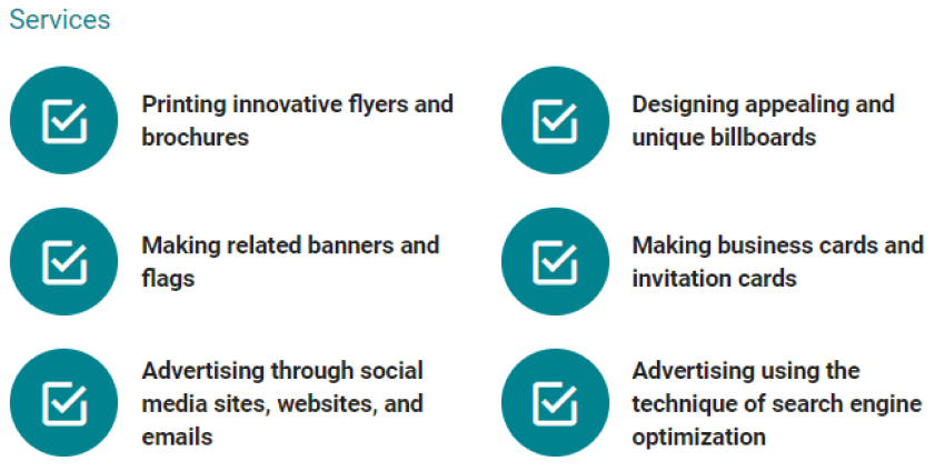 service section of this ad agency business plan
