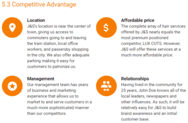 competitive analysis in business plan example