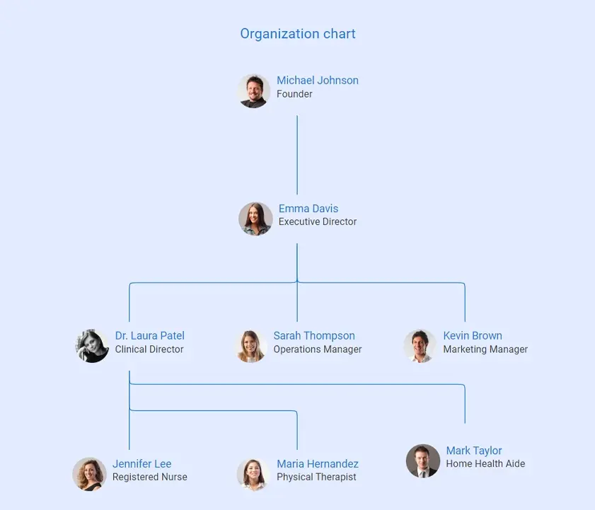 home healthcare business plan organization chart