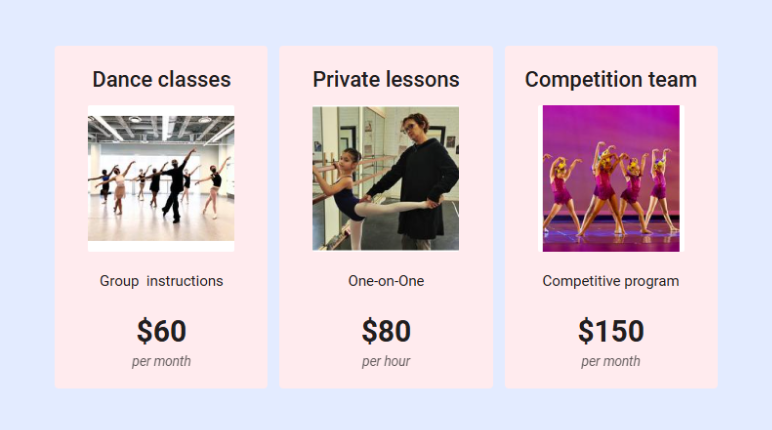 pricing strategy of dance studio business plan