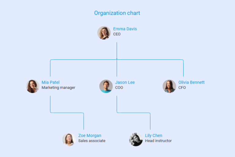 dance studio business plan organization chart