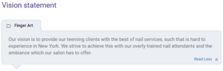 vision statement for a nail salon business