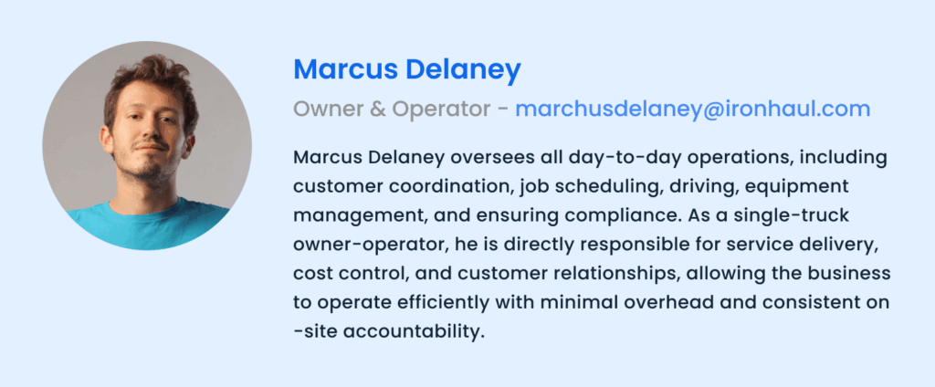 Dump truck business plan legal structure and ownership