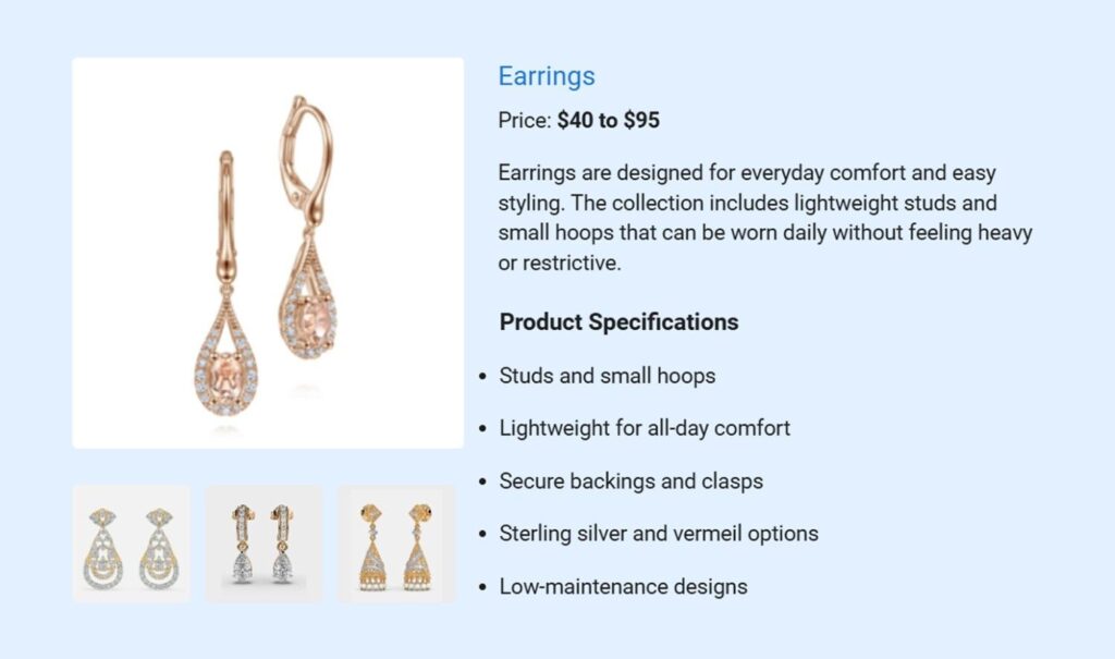 Jewelry business plan earring