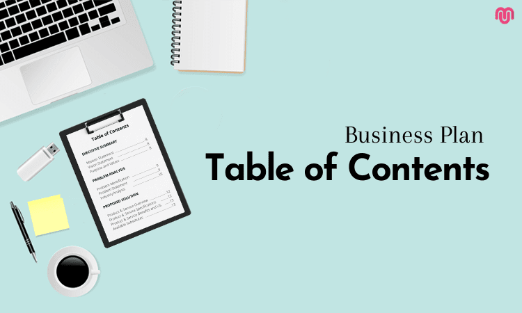table content of business plan
