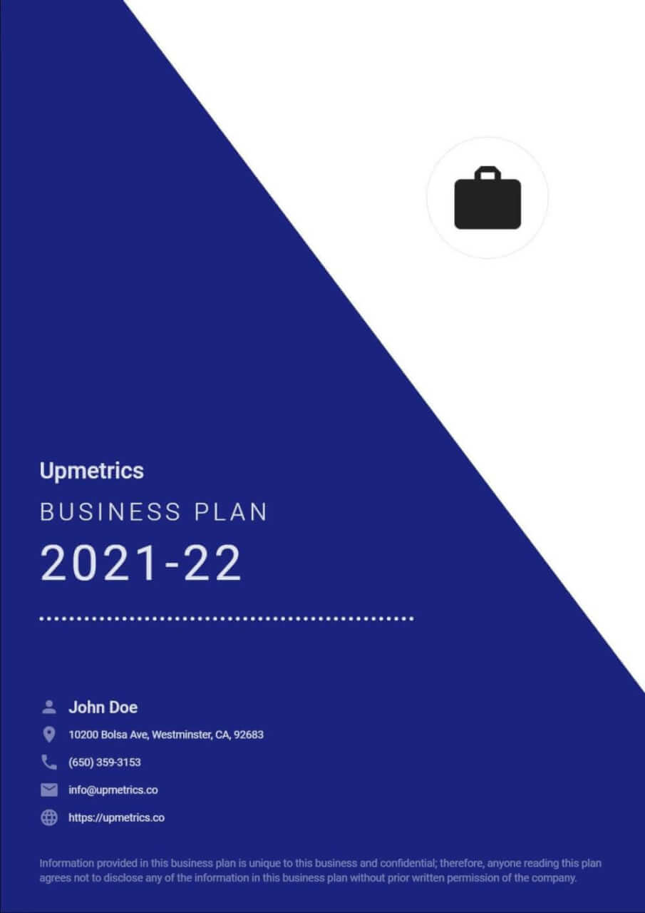 Business Plan Cover Page Template Word Danuta Mattos