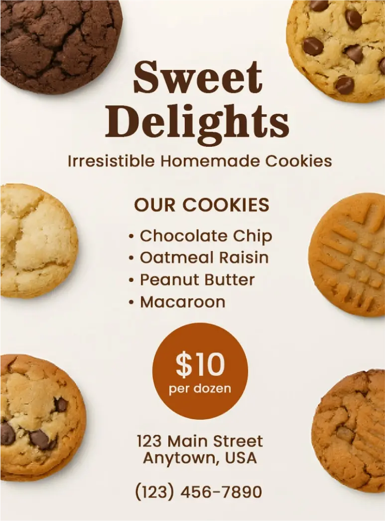 cookie business plan menu