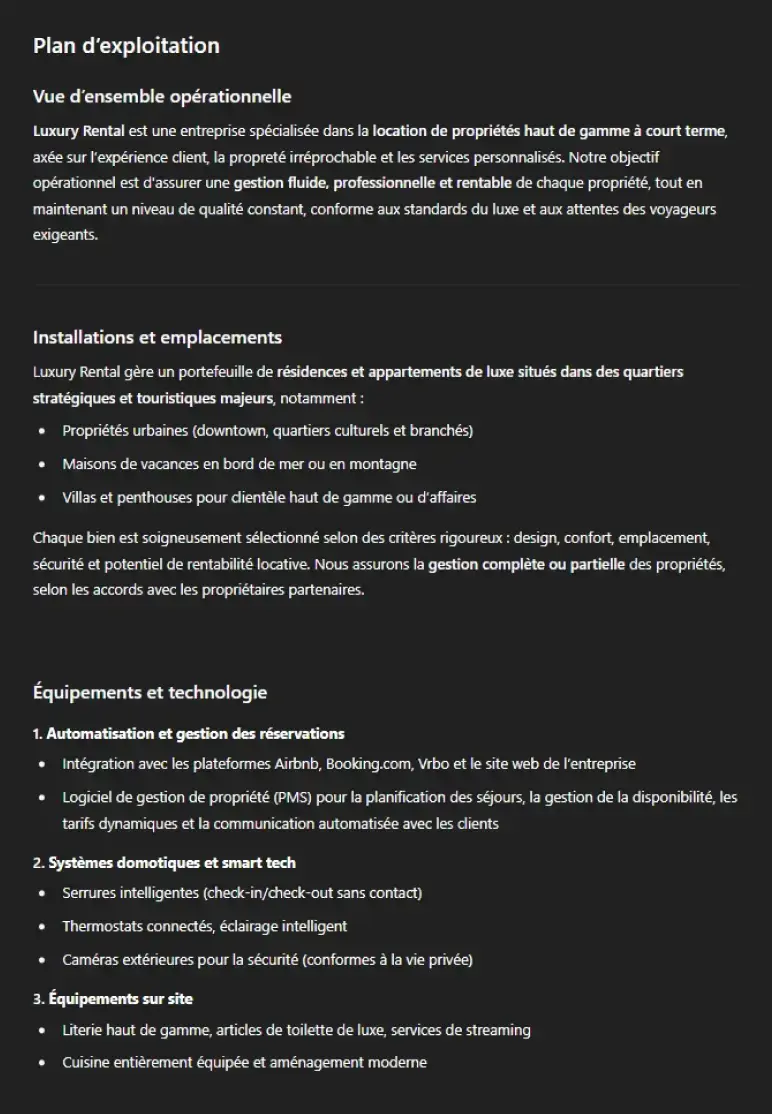 Operations plan response