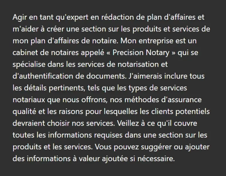 Products and services prompt