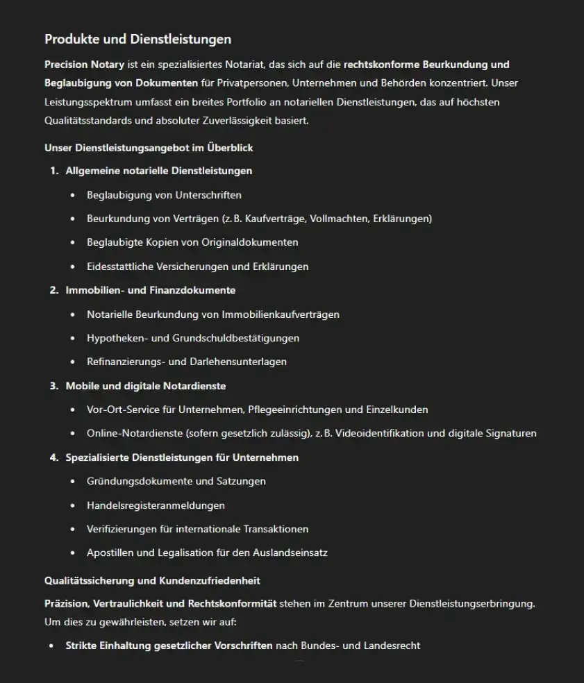 products and services response