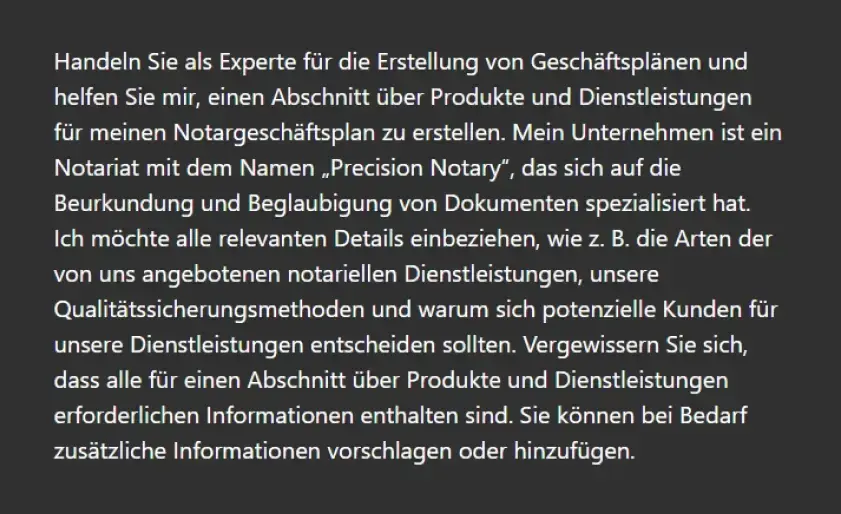 products and services prompt
