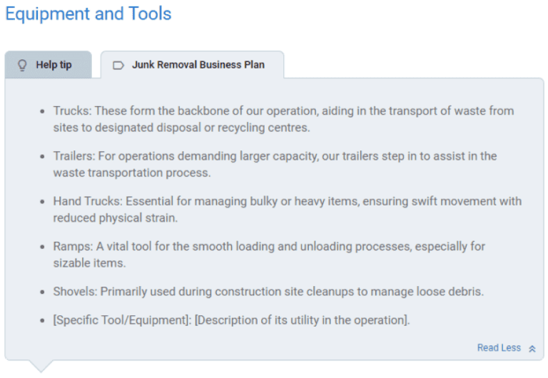 junk removal business plan example