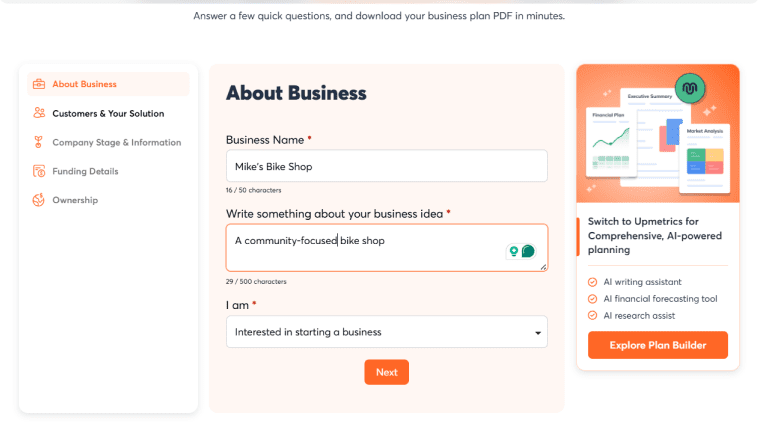 Bizplanr about business