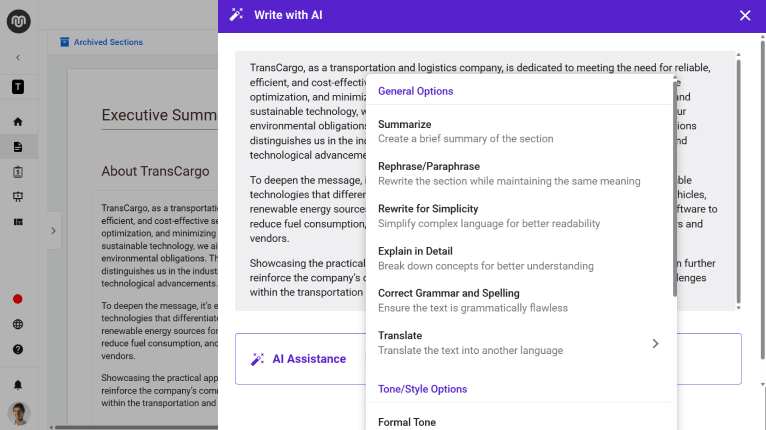 Upmetrics write with ai