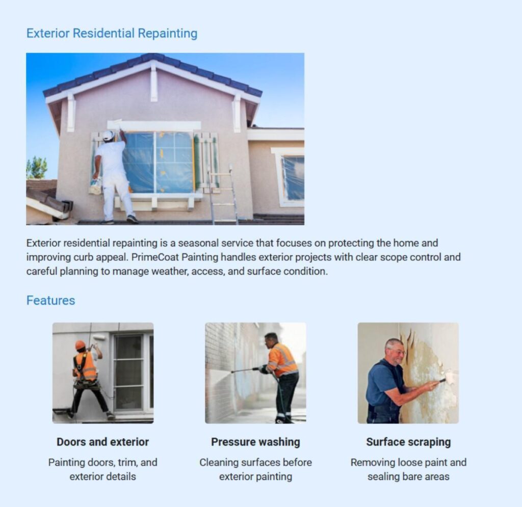 Exterior residential repainting