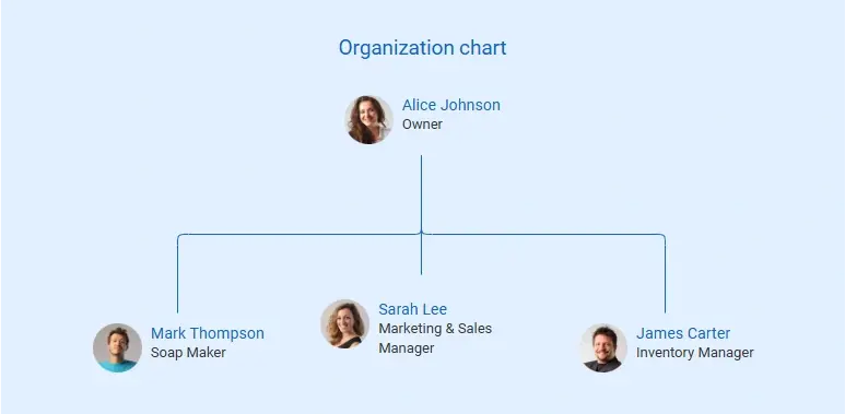 organization chart of soap making business plan