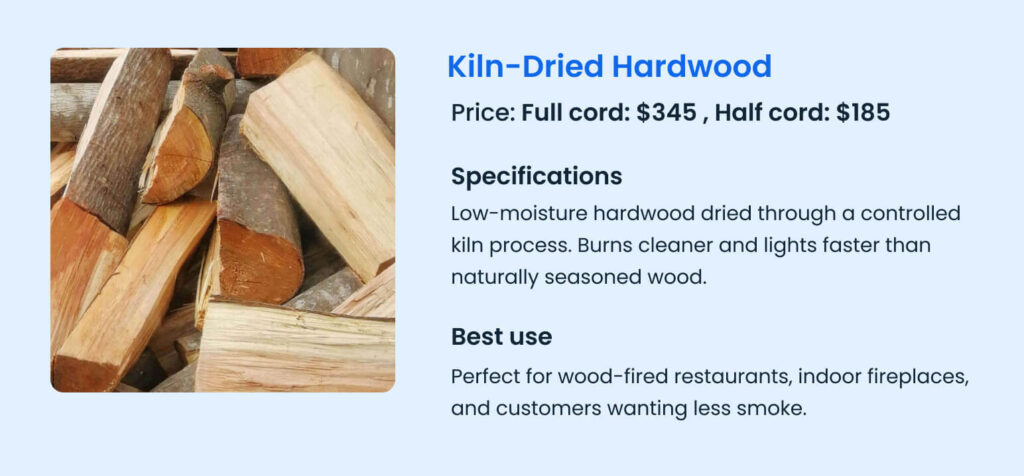 Kiln dried hardwood