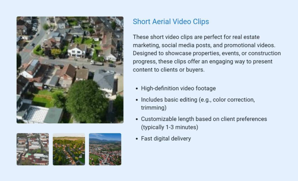 Short aerial video clips