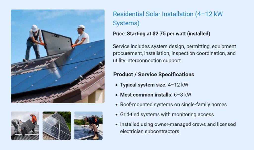Residential solar installation services