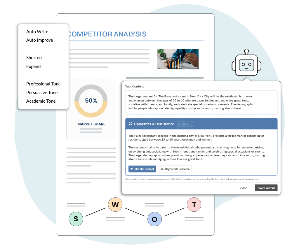 Upmetrics AI assistance