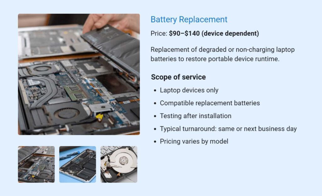 Battery replacement services