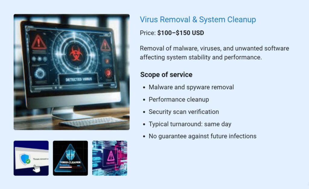 Virus removal and system cleanup