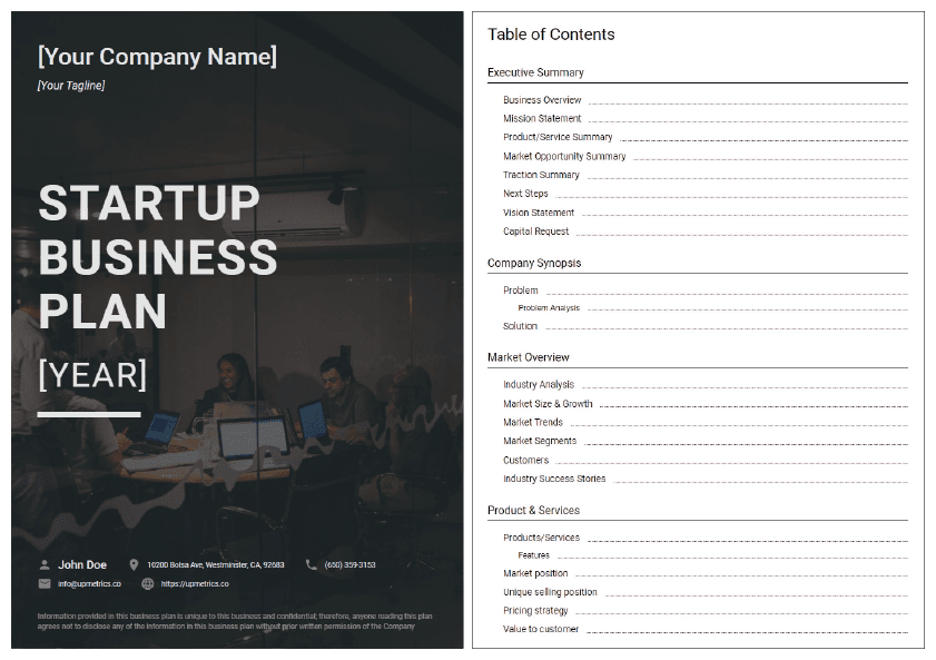 startup business plan template