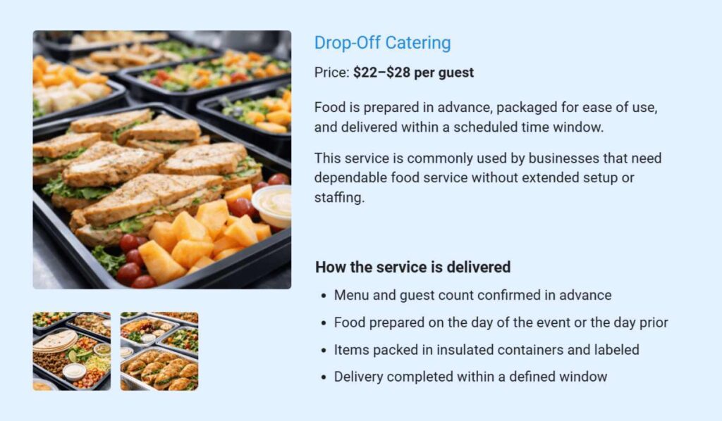 Drop off catering