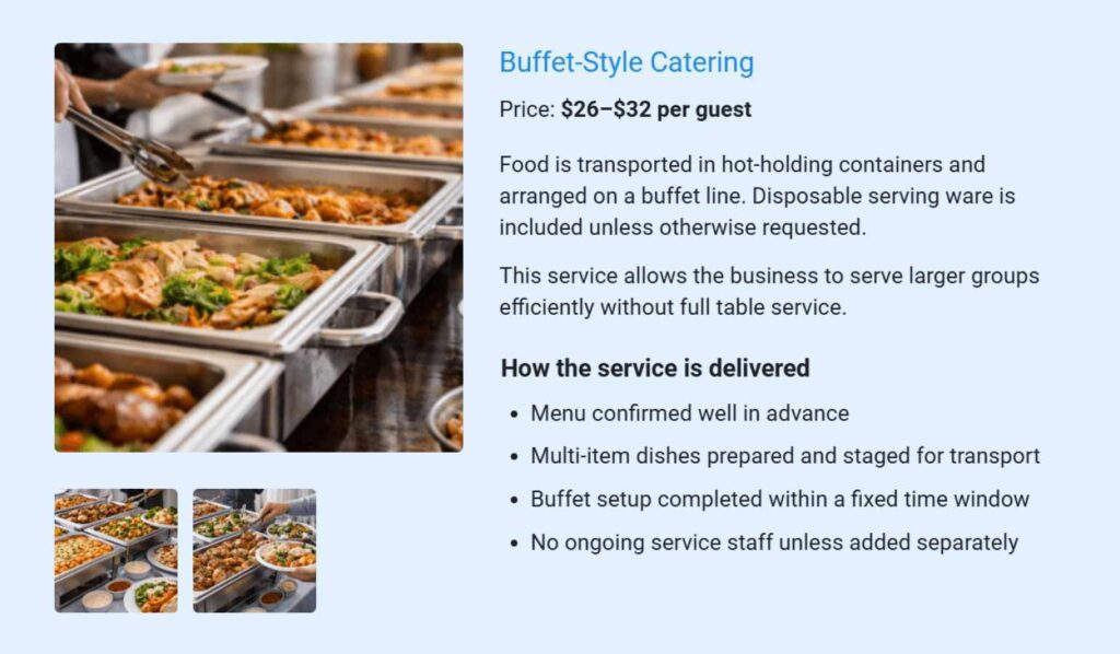 Buffet style catering