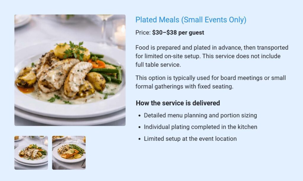 Plated meals