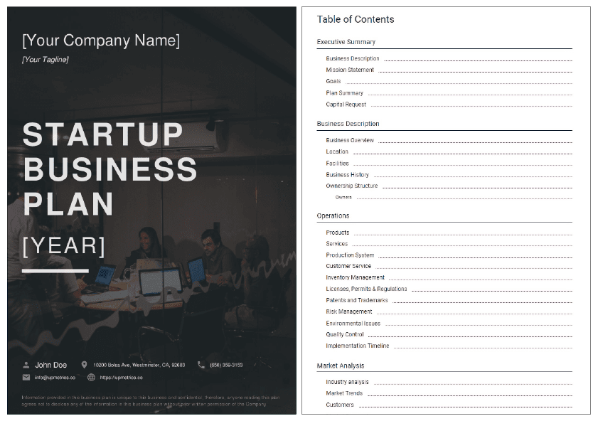 startup business template