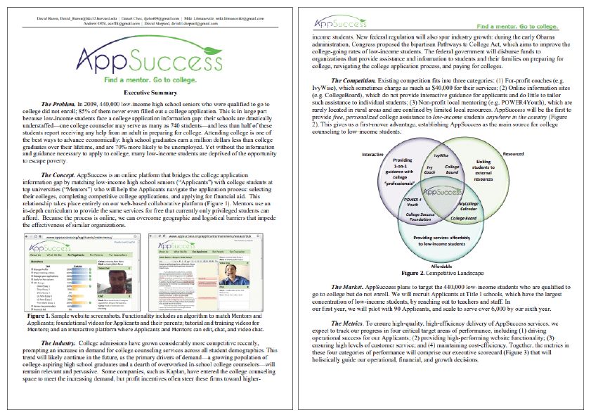 hbs sample business plan