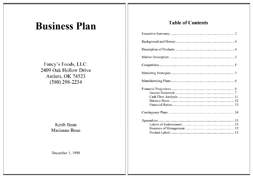 uvm sample business plan