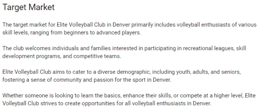 volleyball club business plan example