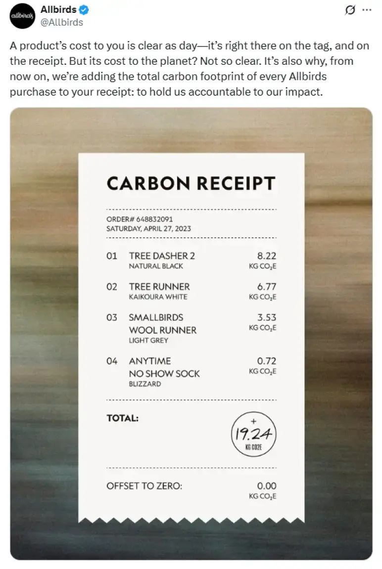 sustainability and green retail allbirds