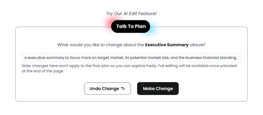 talk to plan editing feature