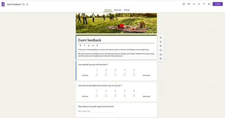 google forms survey and feedback