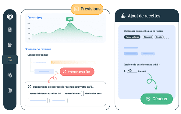 créer des projections financières jusqu'à 5 ans