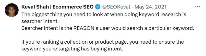 keval shah thought on search intent