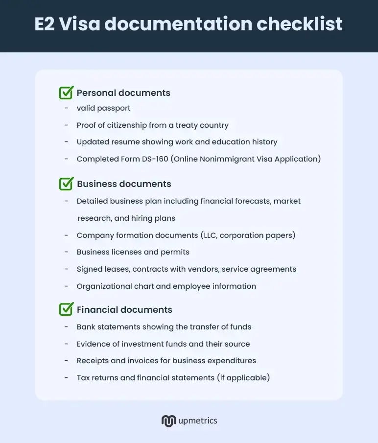 e2 visa documentation checklist